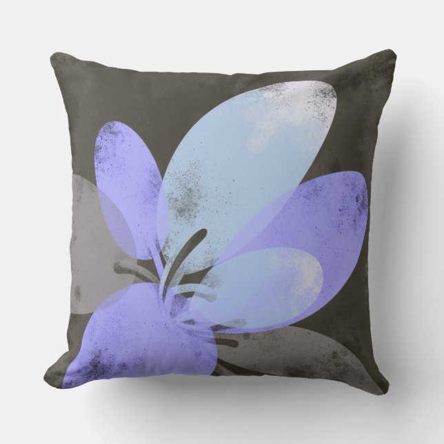 Purple Floral Throw Pillow – Modern Minimal Flower Kussen (Voorkant)