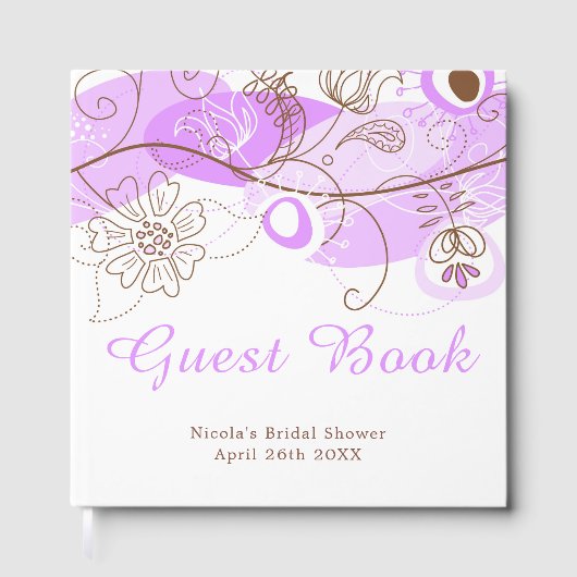 Purple Floral Twist Bridal Shower Gastenboek (Voorkant)