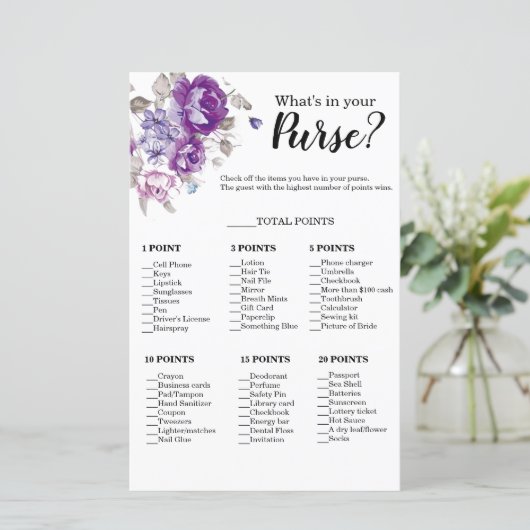 Purple Floral Wat zit er in je portemonnee douches (Staand voorkant)