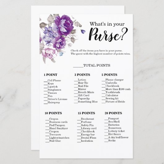 Purple Floral Wat zit er in je portemonnee douches (Voorkant / Achterkant)