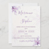 Purple Floral Watercolor Wedding Invitation Kaart (Voorkant)