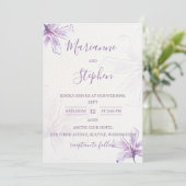 Purple Floral Watercolor Wedding Invitation Kaart (Staand voorkant)