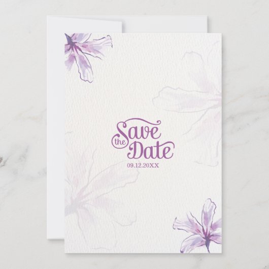 Purple Floral Watercolor Wedding Invitation Kaart (Achterkant)