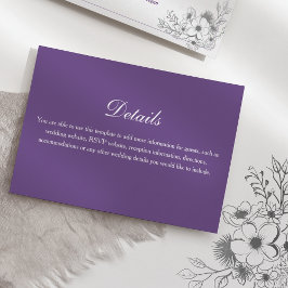 Purple Floral Wedding Details Informatiekaartje