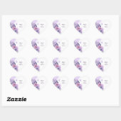 Purple Floral Wedding Heart Sticker (Vel)