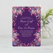 Purple Floral Wedding Invitations Bold Fall Kaart (Staand voorkant)
