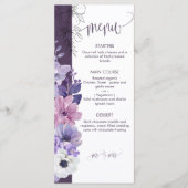 Purple Floral Wedding Menu Card (Voorkant)