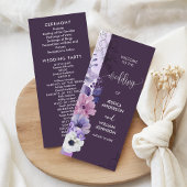 Purple Floral Wedding Program Card