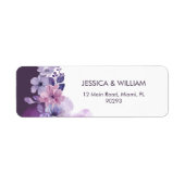 Purple Floral Wedding Return Address Label (Voorkant)