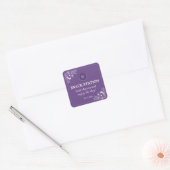 Purple Floral Wedding Snack Station Vierkante Sticker (Envelop)