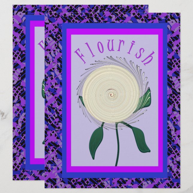 Purple Flourish Flower Scrapbook Paper 2-Sided Pag (Voorkant / Achterkant)