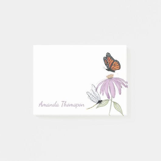 Purple Flower Butterfly and Dragonfly Custom Post-it® Notes (Voorkant)