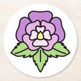Purple Flower Coaster Ronde Kartonnen Onderzetter