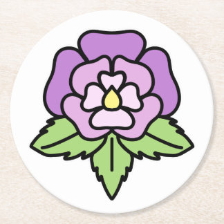 Purple Flower Coaster Ronde Kartonnen Onderzetter