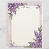 Purple Flower Corners Stationery Paper Briefhoofd (Voorkant / Achterkant)