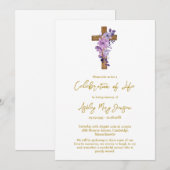 Purple flower cross Celebration of Life Funeral Kaart (Voorkant / Achterkant)