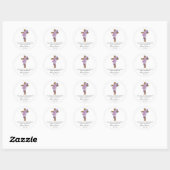 Purple Flower Cross Memorial Funeral Seed Packet Ronde Sticker (Vel)