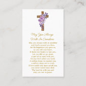 Purple Flower Cross Photo Funeral Prayer Card Visitekaartje (Achterkant)