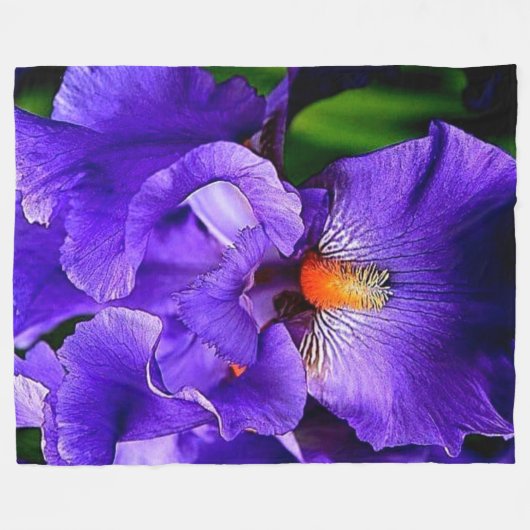 PURPLE FLOWER FLEECE DEKEN (Voorkant (Horizontaal))