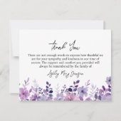 Purple Flower Funeral Thank You Card Bereavement Bedankkaart (Voorkant)