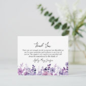 Purple Flower Funeral Thank You Card Bereavement Bedankkaart (Staand voorkant)