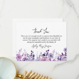 Purple Flower Funeral Thank You Card Bereavement Bedankkaart