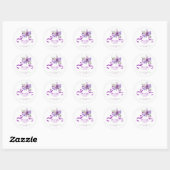 Purple Flower Greenery Ribbon Birthday Ronde Sticker (Vel)