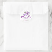 Purple Flower Greenery Ribbon Birthday Ronde Sticker (Tas)