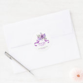 Purple Flower Greenery Ribbon Birthday Ronde Sticker (Envelop)
