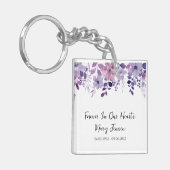 Purple Flower Memorial Funeral Photo Sleutelhanger (Voorkant Links)