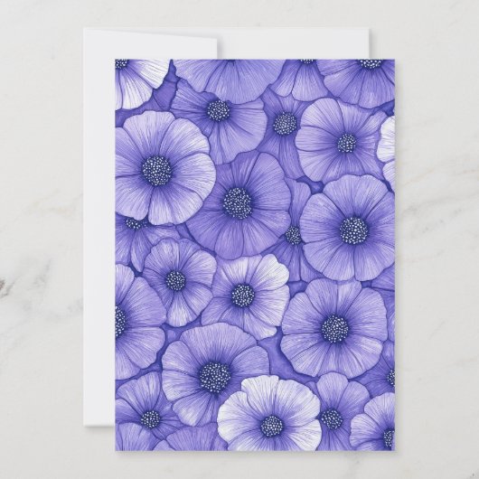 Purple flower pattern border elegant script name notitiekaartje (Achterkant)
