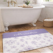 Purple Flower Pattern Custom Name  Badmat