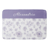 Purple Flower Pattern Custom Name Badmat (Voorkant)