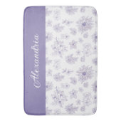 Purple Flower Pattern Custom Name Badmat (Voorkant Verticaal)