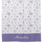 Purple Flower Pattern Custom Name Douchegordijn (Voorkant)