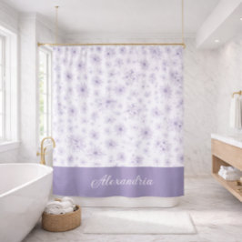 Purple Flower Pattern Custom Name Douchegordijn