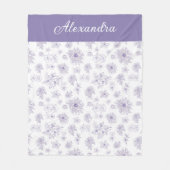 Purple Flower Pattern Custom Name Fleece Deken (Voorkant)