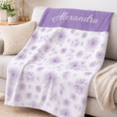 Purple Flower Pattern Custom Name  Fleece Deken