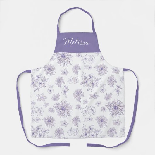Purple Flower Pattern Custom Name Schort (Voorkant)