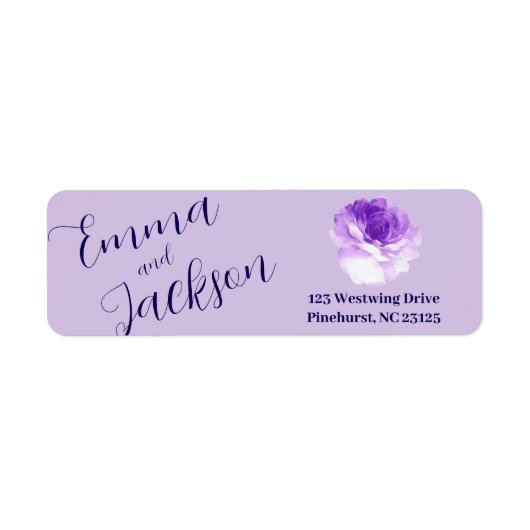 Purple Flower Script Return Address Label (Voorkant)