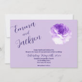 Purple Flower Script Wedding Invitation Kaart (Voorkant)