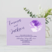 Purple Flower Script Wedding Invitation Kaart (Staand voorkant)