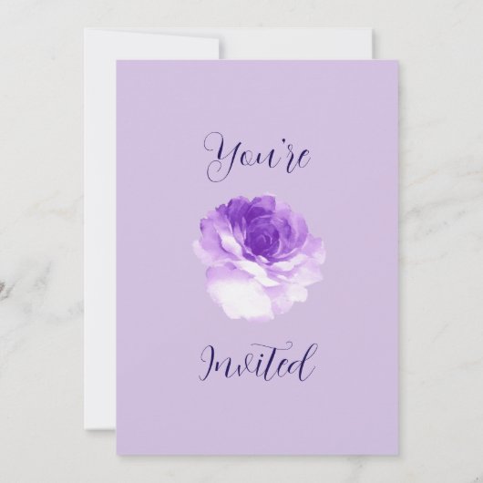 Purple Flower Script Wedding Invitation Kaart (Achterkant)
