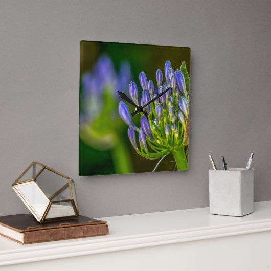 Purple Flower Wall Clock Vierkante Klok (Kantoor)