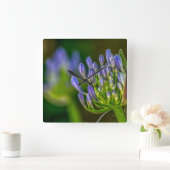 Purple Flower Wall Clock Vierkante Klok (Huis)