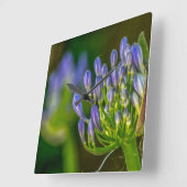 Purple Flower Wall Clock Vierkante Klok (Hoek)