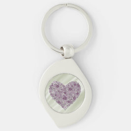 Purple flowered heart keychain