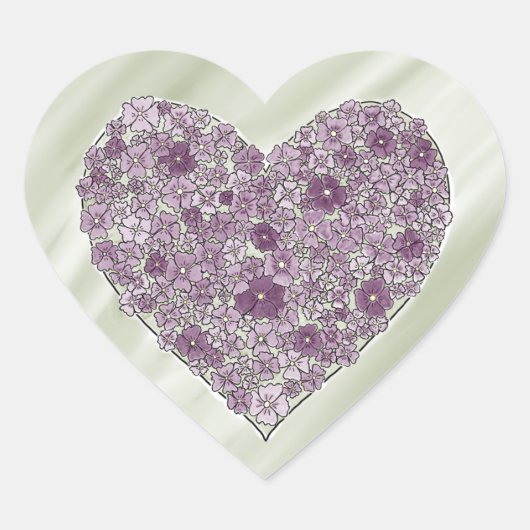 Purple flowered heart sticker (Voorkant)