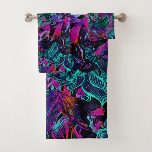 Purple Flowers - Abstracte kunstdameshanddoeken Bad Handdoek (Insitu)