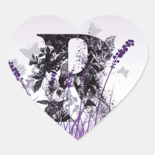 Purple Flowers Alphabet - Letter R Girls Name Hart Sticker